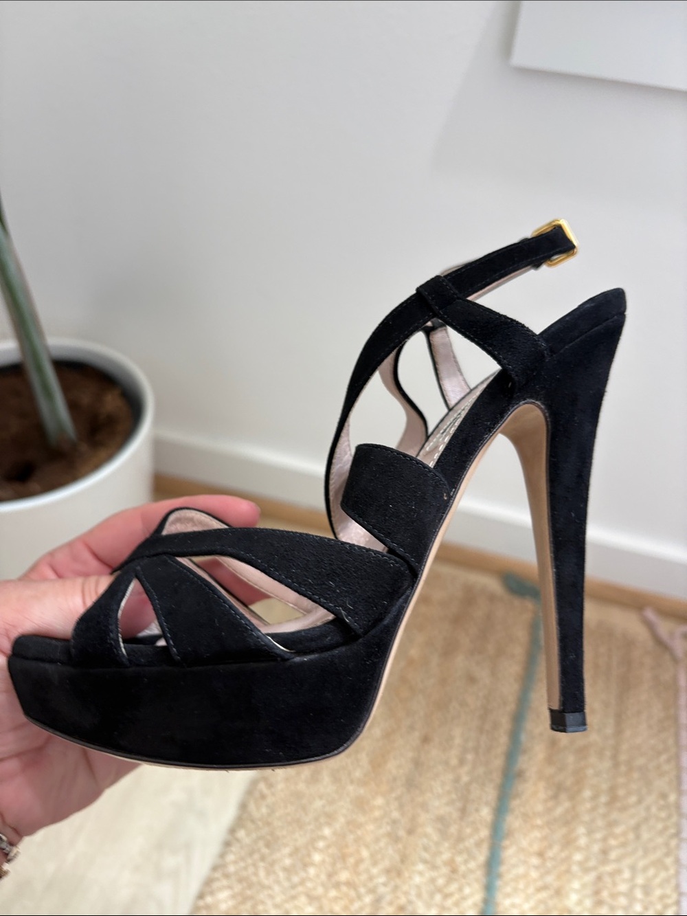 Miu Miu Black Suede Platform Stiletto Sandals - Picture 4 of 4